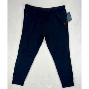 US Polo Assn 2XL Black Fleece Jogger Pants Mens Sweatpants with Pockets